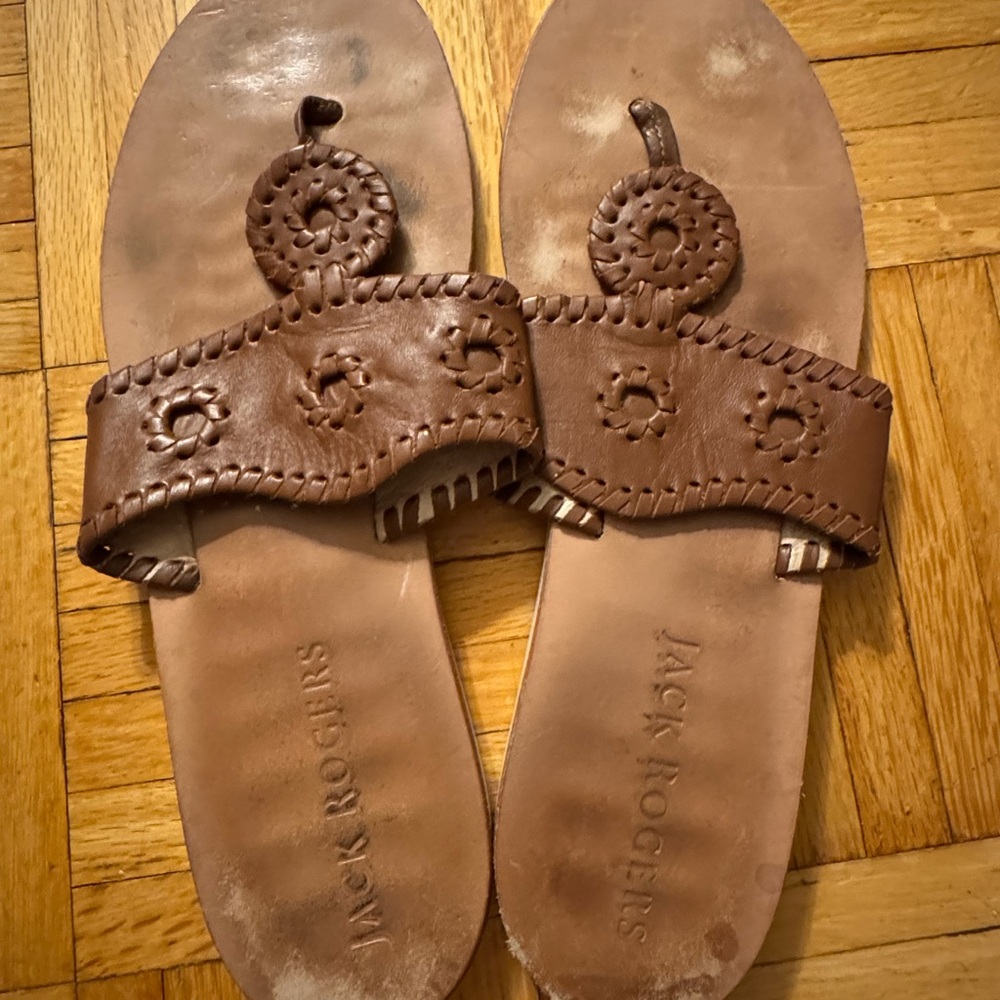 Jack Rogers Brown Leather Boating Sandals